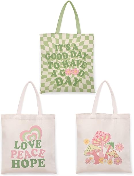 Peace Love Drummer Chicks Tote Bag - Natural Canvas Reusable Shopping Bag, Two Sizes (Medium 15x18x6")